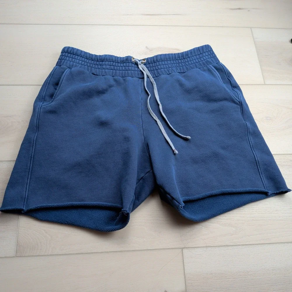 Les Tien Heavyweight Yacht Shorts Mens XL Blue Structured Fleece Made in USA